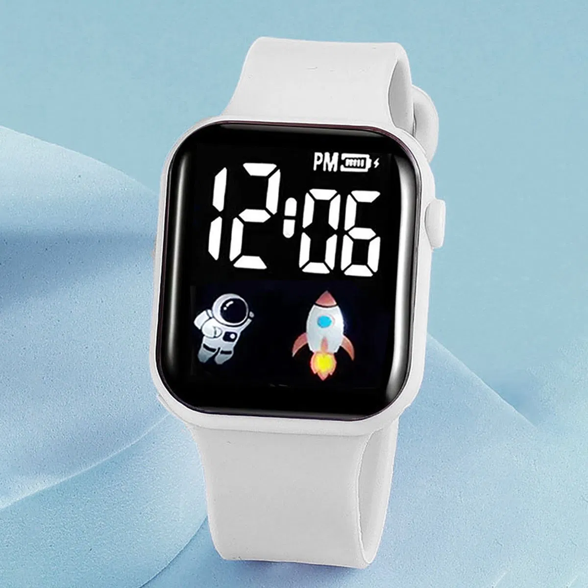 Watch Set Gift Cute Silicone Square White Cartoon