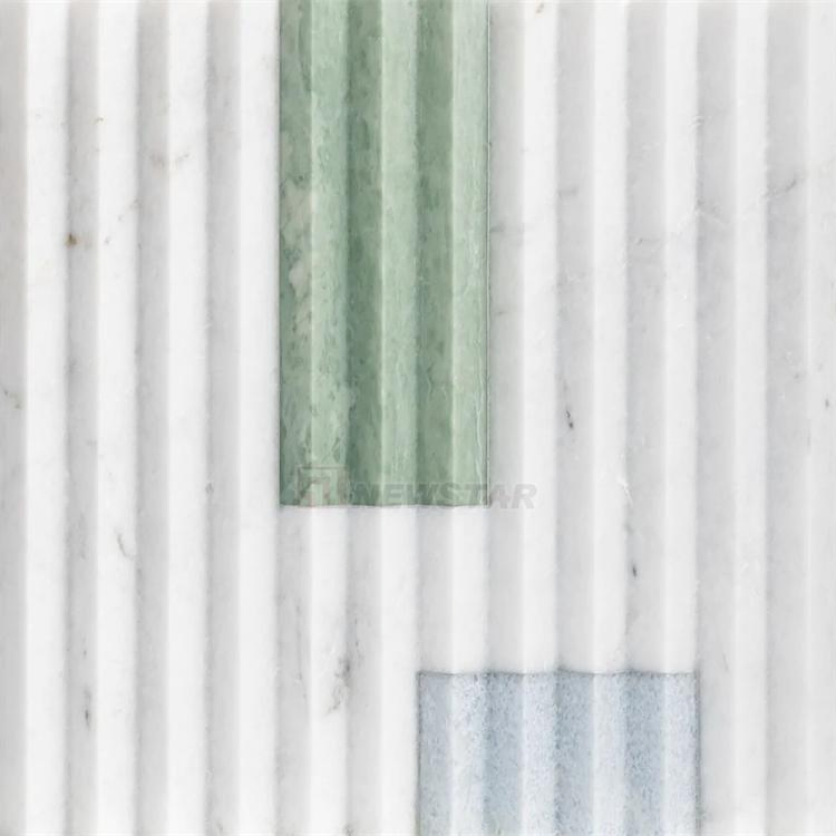 Newstar Wholesale Flute Mosaic Bathroom Wall Tile Calacatta Viola Marble Shower Kitchen Walls Tiles Marble Flute Tile