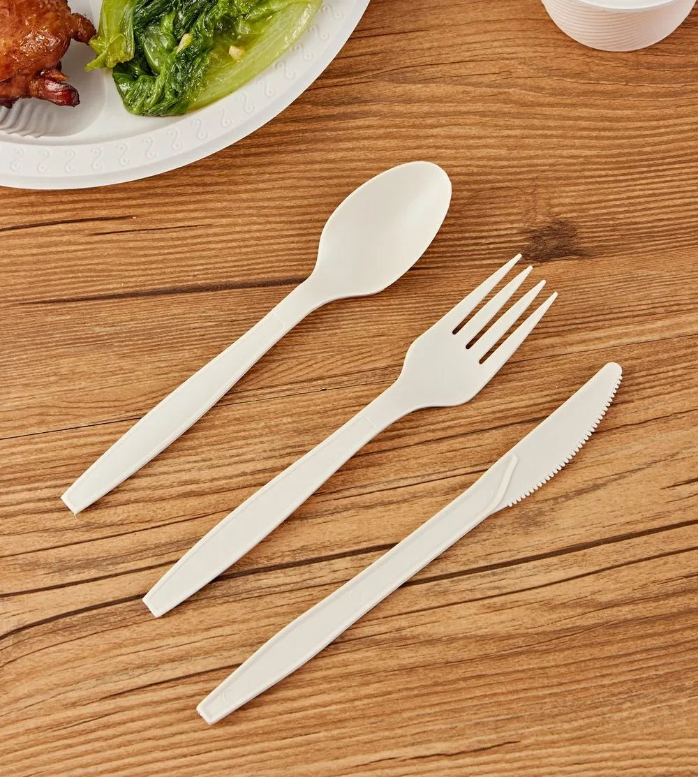 Modern White Disposable Cutlery Set Forks Spoons Knives Camping Cutlery