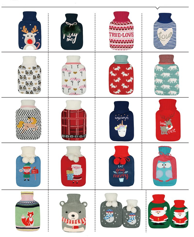 Hand Feet Warmer Christmas Gifts 500ml-3000ml Rubber Water Filling Bottle Portable Hot Water Thermal Bag with Soft Plush Cover