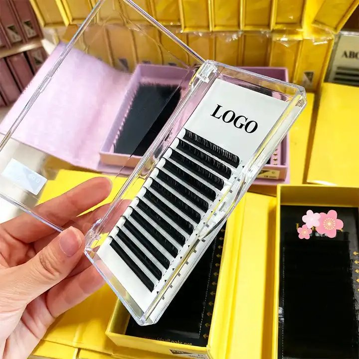 0.25mm Ellipse Flat Eyelash Extensions Professional Silk Soft Matte Black Flat Individual Lashes Spilt Tips Mink Flat Eyelashes