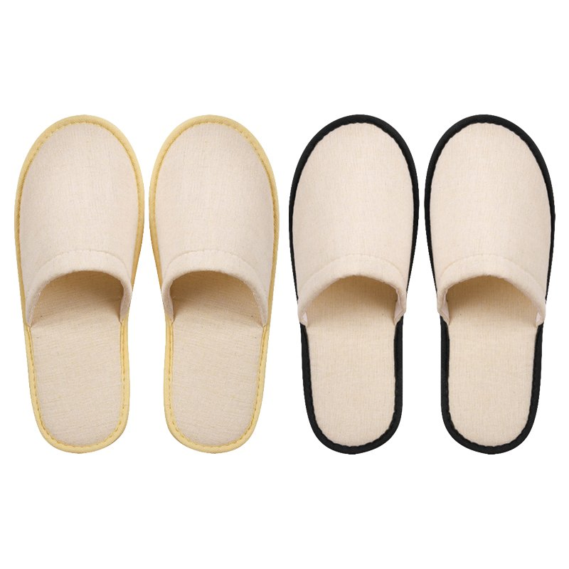 Custom Disposable Hotel Slippers Canvas Biodegradable Luxurious Style with EVA Sole Travel