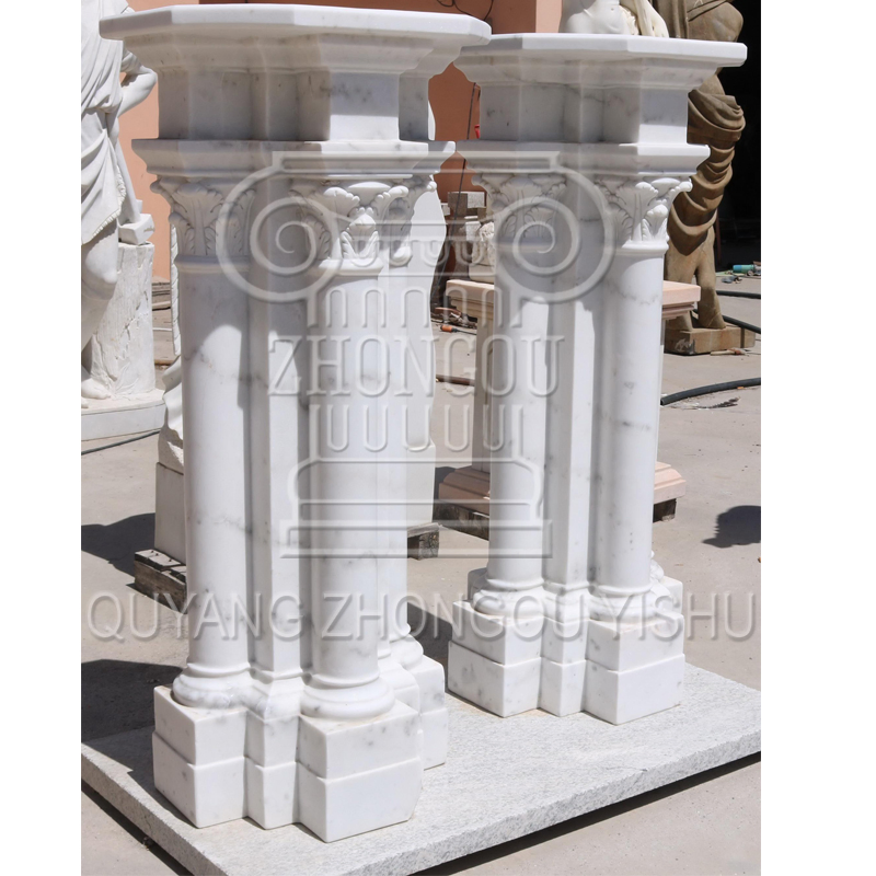 a Pair of White Marble Pedestal in Simple Design