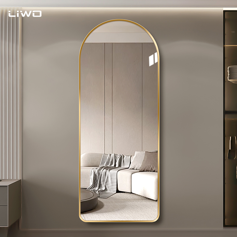 High Definition Vanity Mirror Different Sizes Wall-Mounted Arched Full-Length Vanity Clothing Mirror with Aluminum Frame Living Room Furniture
