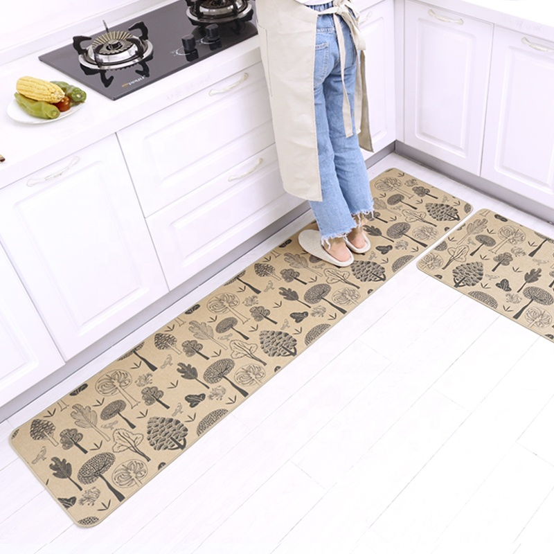 Anti-Fatigue Linen Fabric Anti-Slip Square Front Door Mat Wear-Resistant and Dirt-Resistant Kitchen Mat