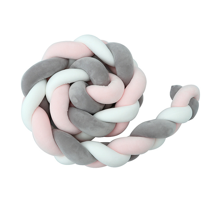 Multi Colors Safe Protection for Baby Bed 3 Stripes Braided Crib Bumper