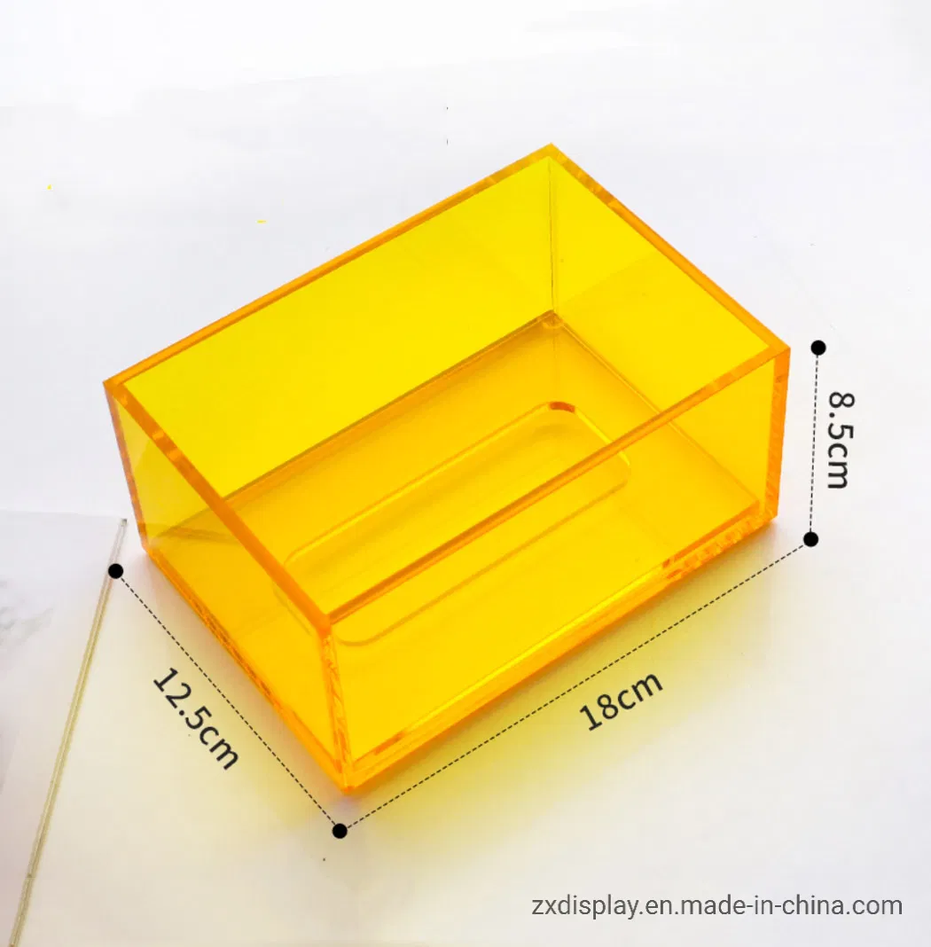New Design Fashion Colored Acrylic Thick Plastic Tissue Box with Cover