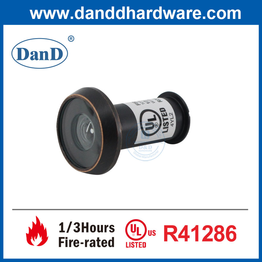 Orb Black Fire Proof Peephole Wide Angle Brass UL Entrance Door Viewer