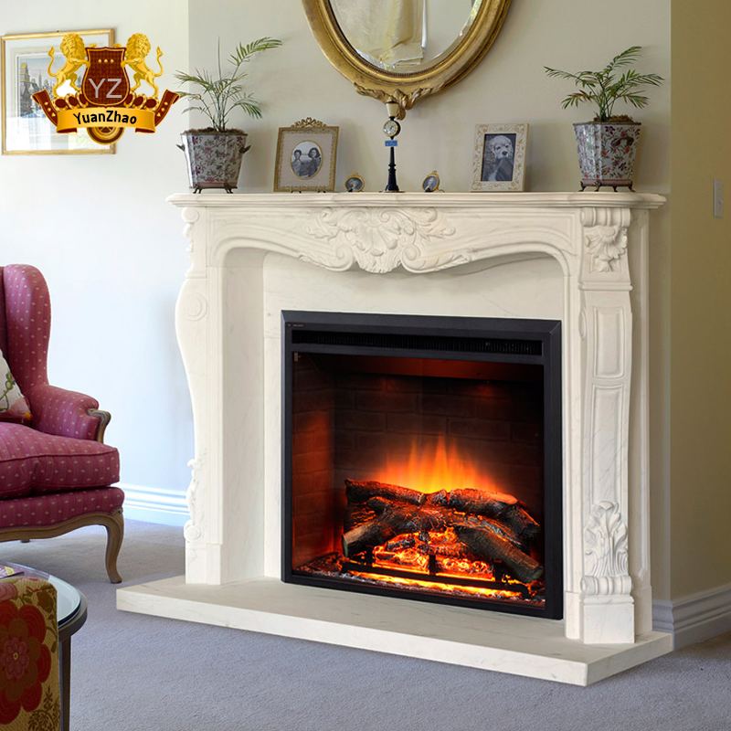 China Factory Handmade Carved Natural Stone Marble Fireplace Mantel for Home Decoration