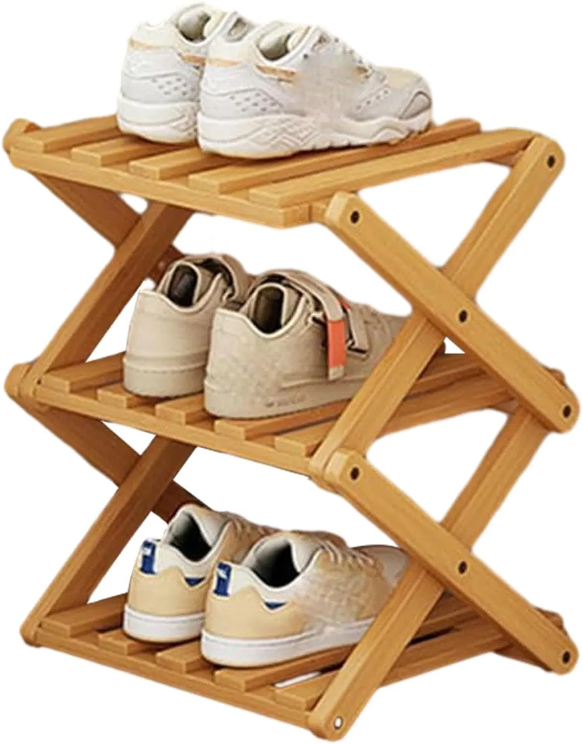 Bamboo Made Modern Minimalist Foldable Multi-Layer Living Room Bedroom Bamboo Shoe Rack