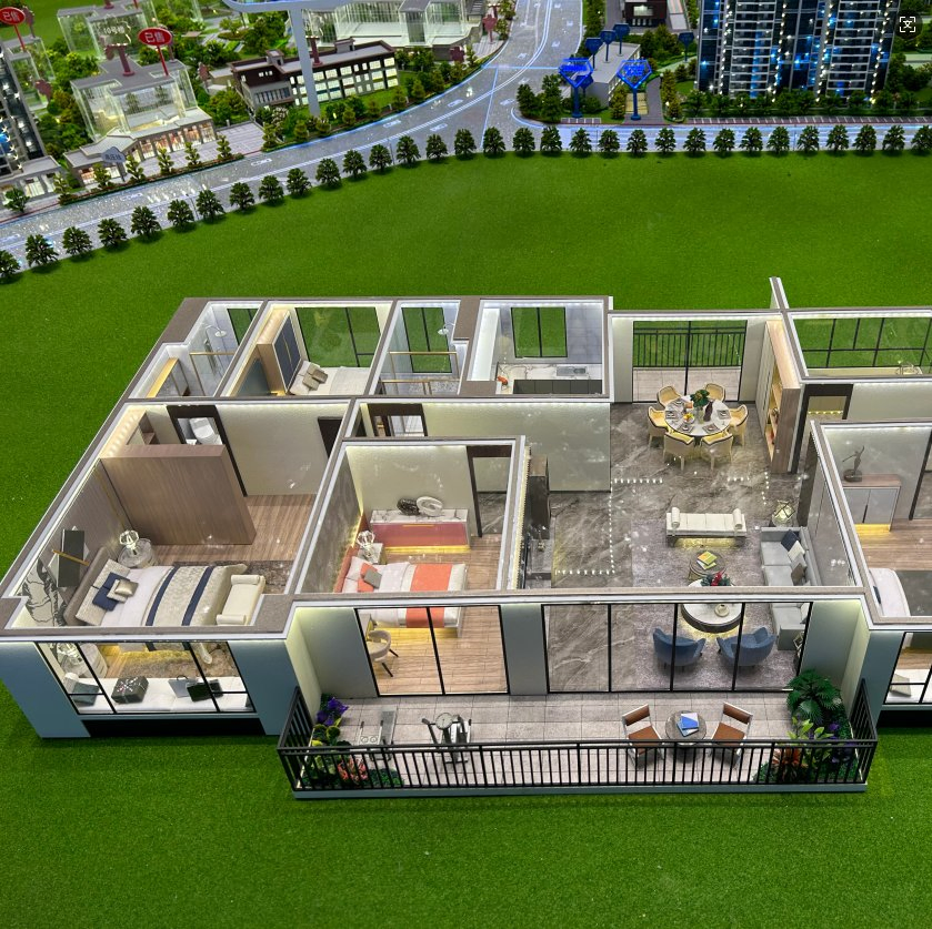 Premium Custom Modern Interior Layout Model with Miniature Landscape Display