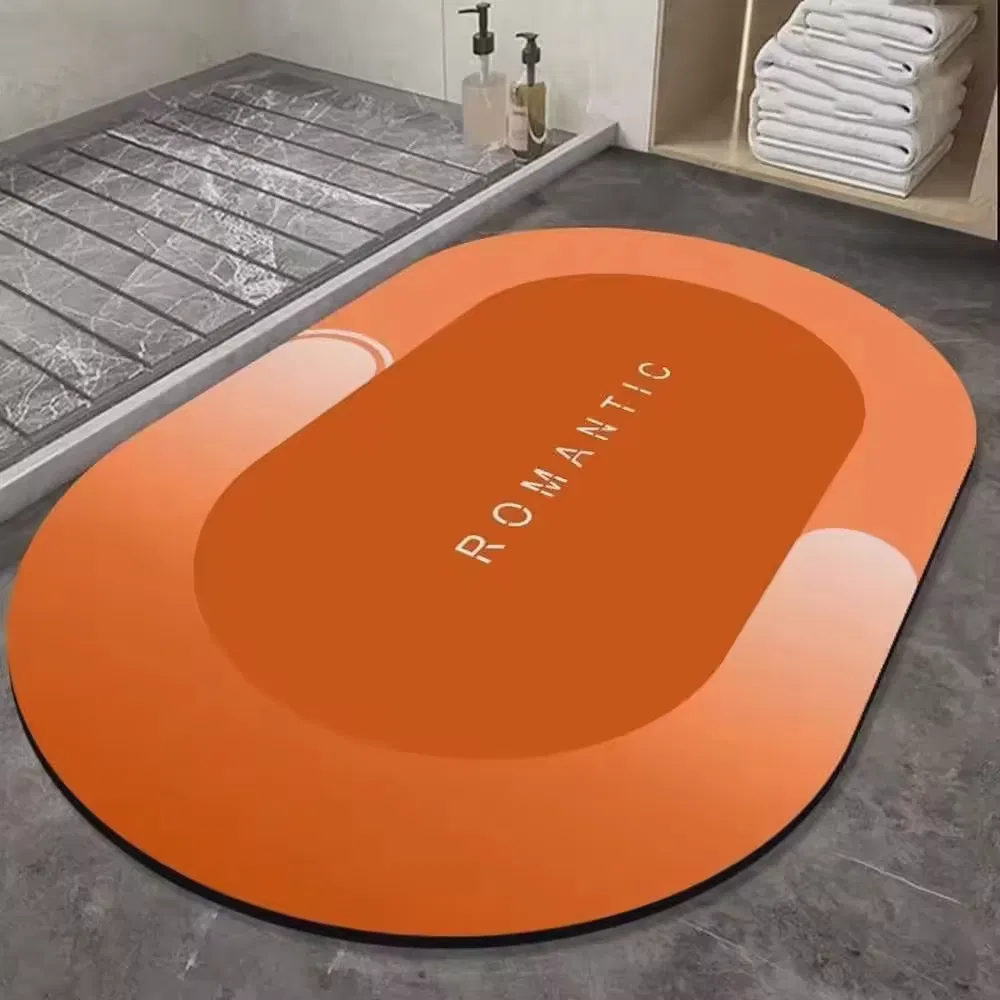 Bath Mat-Rubber Backing Non Slip Bathroom Rugs Quick Dry Absorbent Surface Grey Bathroom Floor Mat