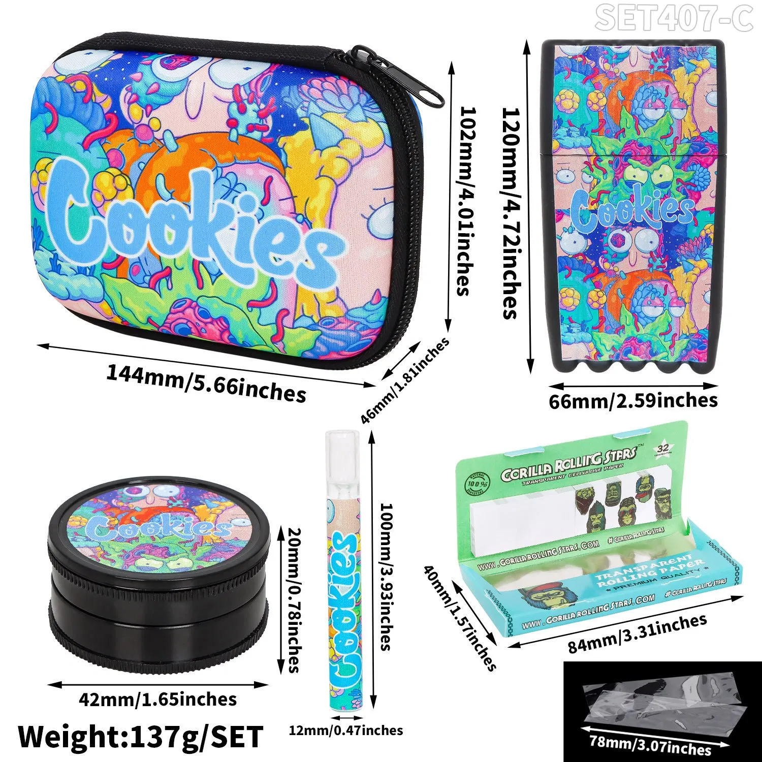 Portable Smoking Set Smoke Mill 6-in-1 Herb Set Ash Tray Horn Tube Ashtray Pipe