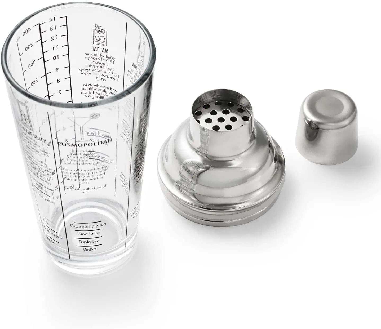Шейкер для коктейлей из нержавеющей стали со стаканом