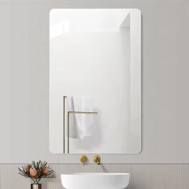Custom Frameless Round Mirror in Asymmetric Shape for Bathrooms