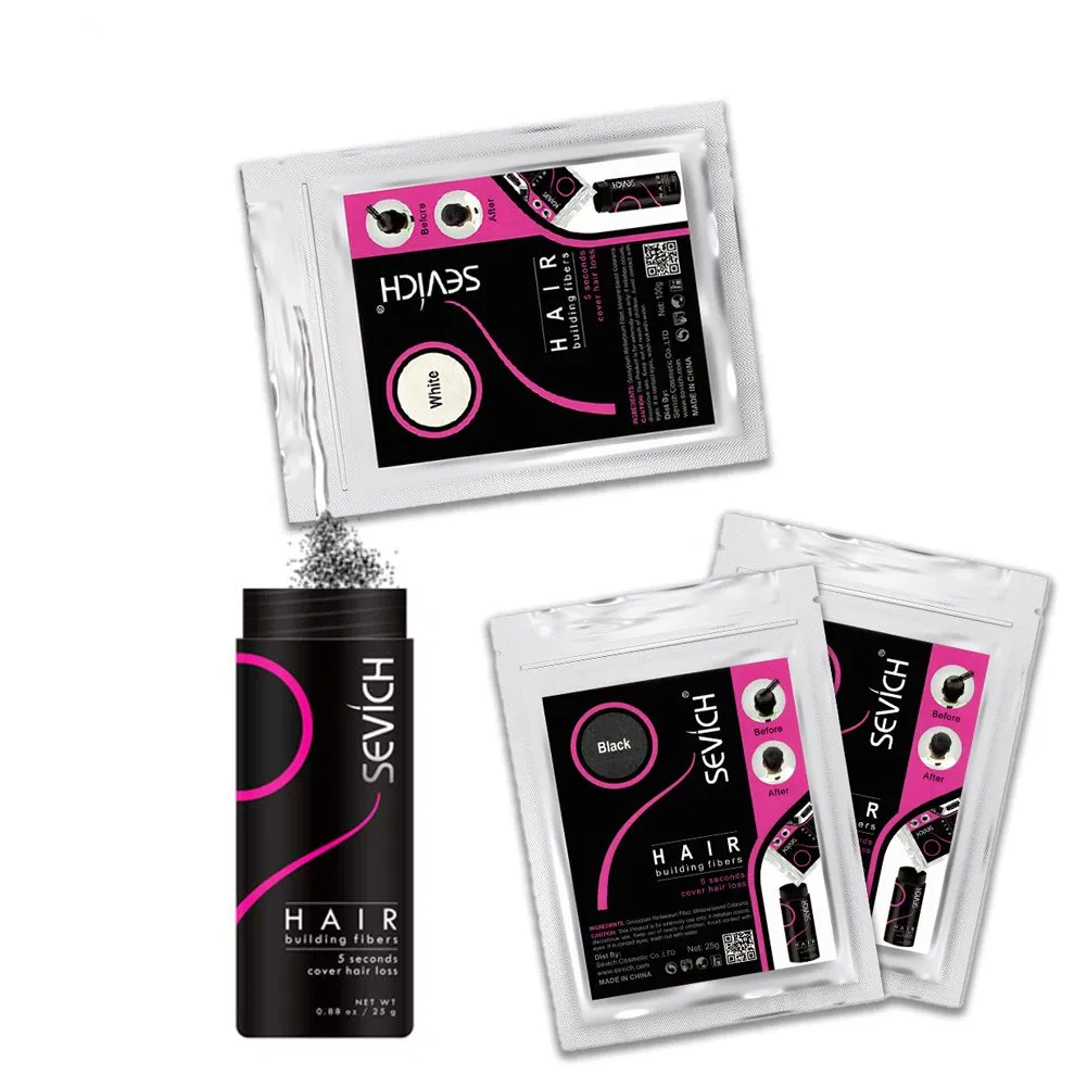 Private Brand Nature Cotton Black Hair Building Fibers Refill Bags