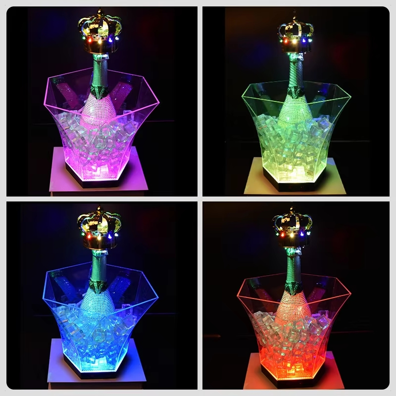 New High-End Creative for Champagne Wine Cooler Colorful Glow Hexagon Shape Diamond