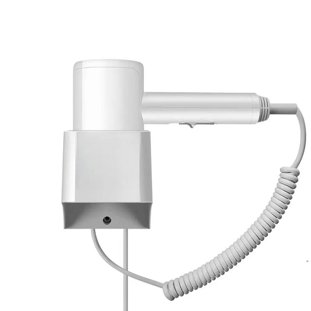 Hot Sale Blue Light Wall Mounted 1800W Constant Temperature Negative Ionic Electric Hair Dryer in Black/White Made of ABS Plastic for Hotel/Home/Guesthouses