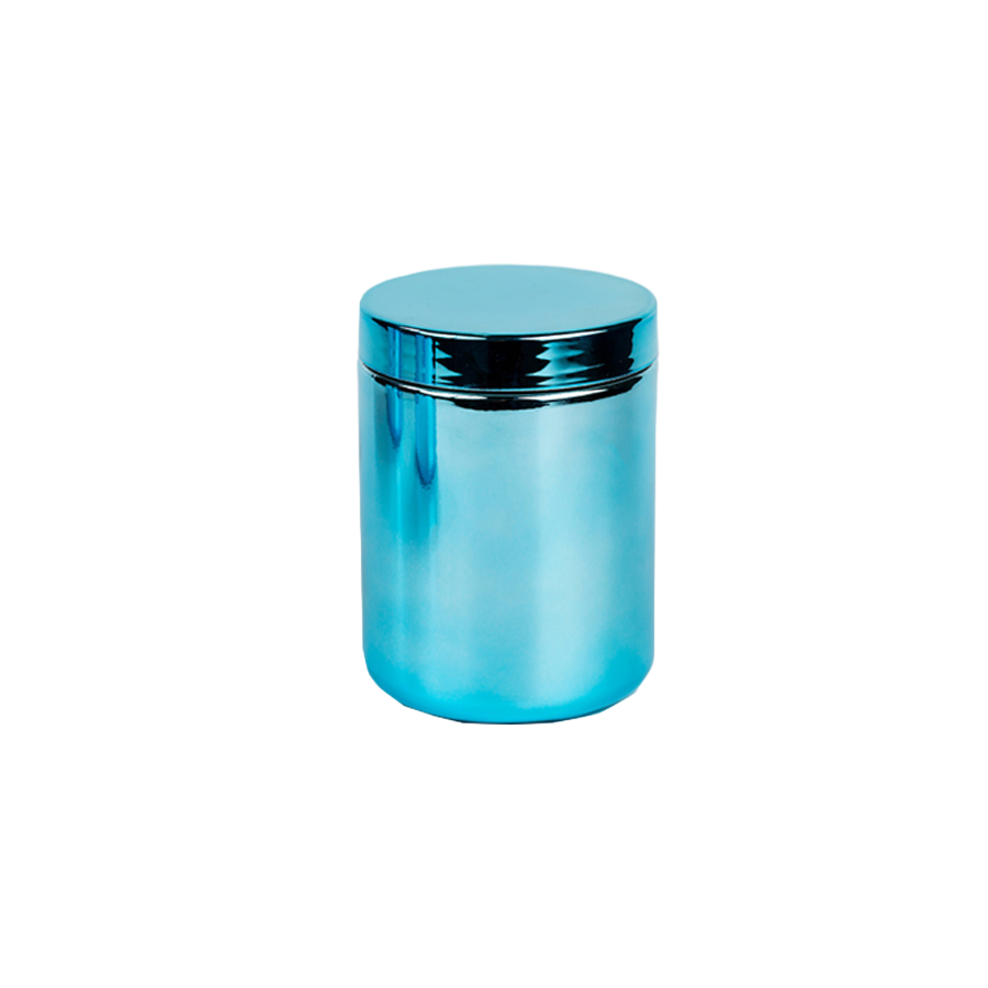 16oz Blue Chromed HDPE Plastic Package Canister with Plastic Lid