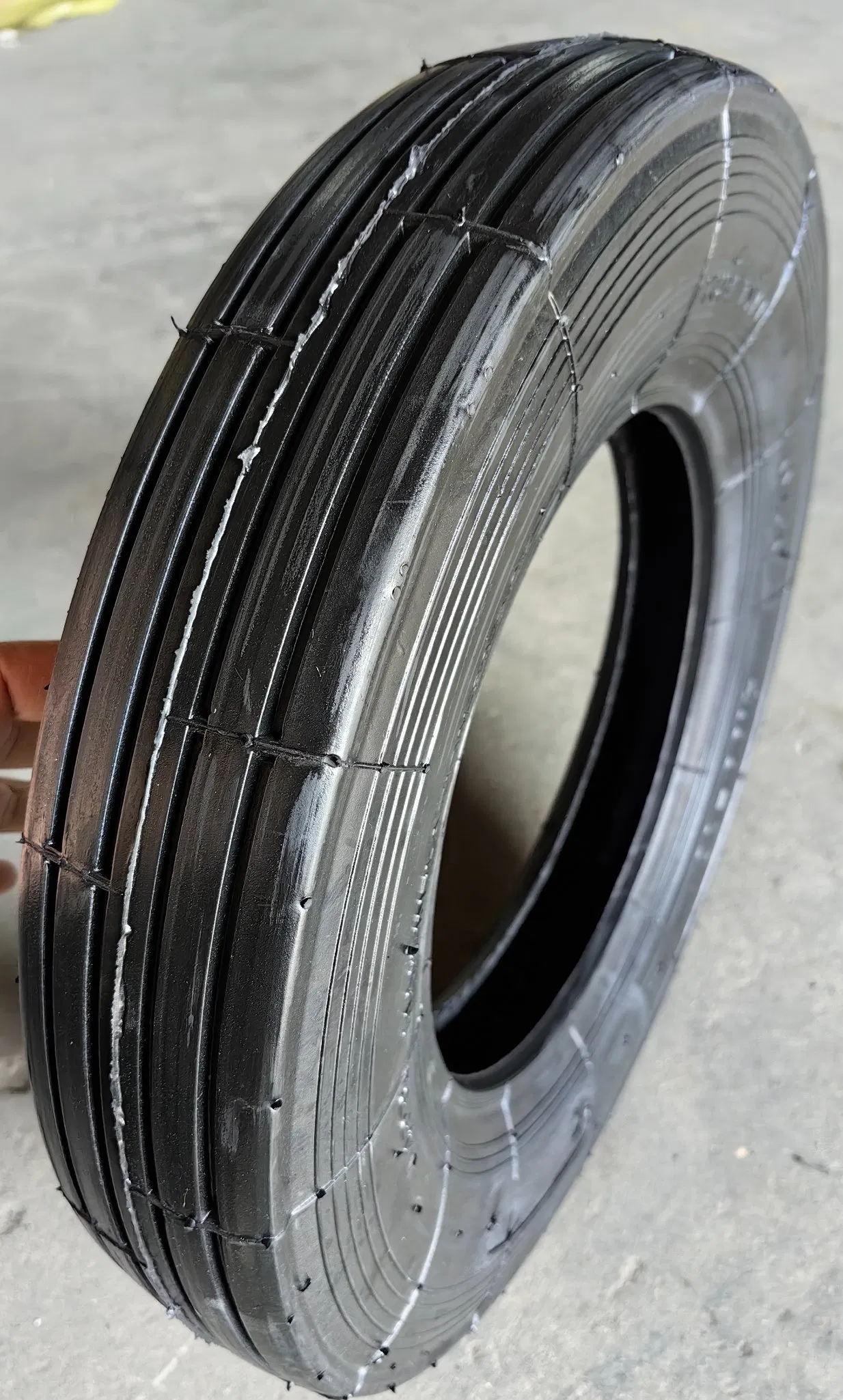 Wheel Barrow Tire and Wheel 4.00-10 Ribbed Tread