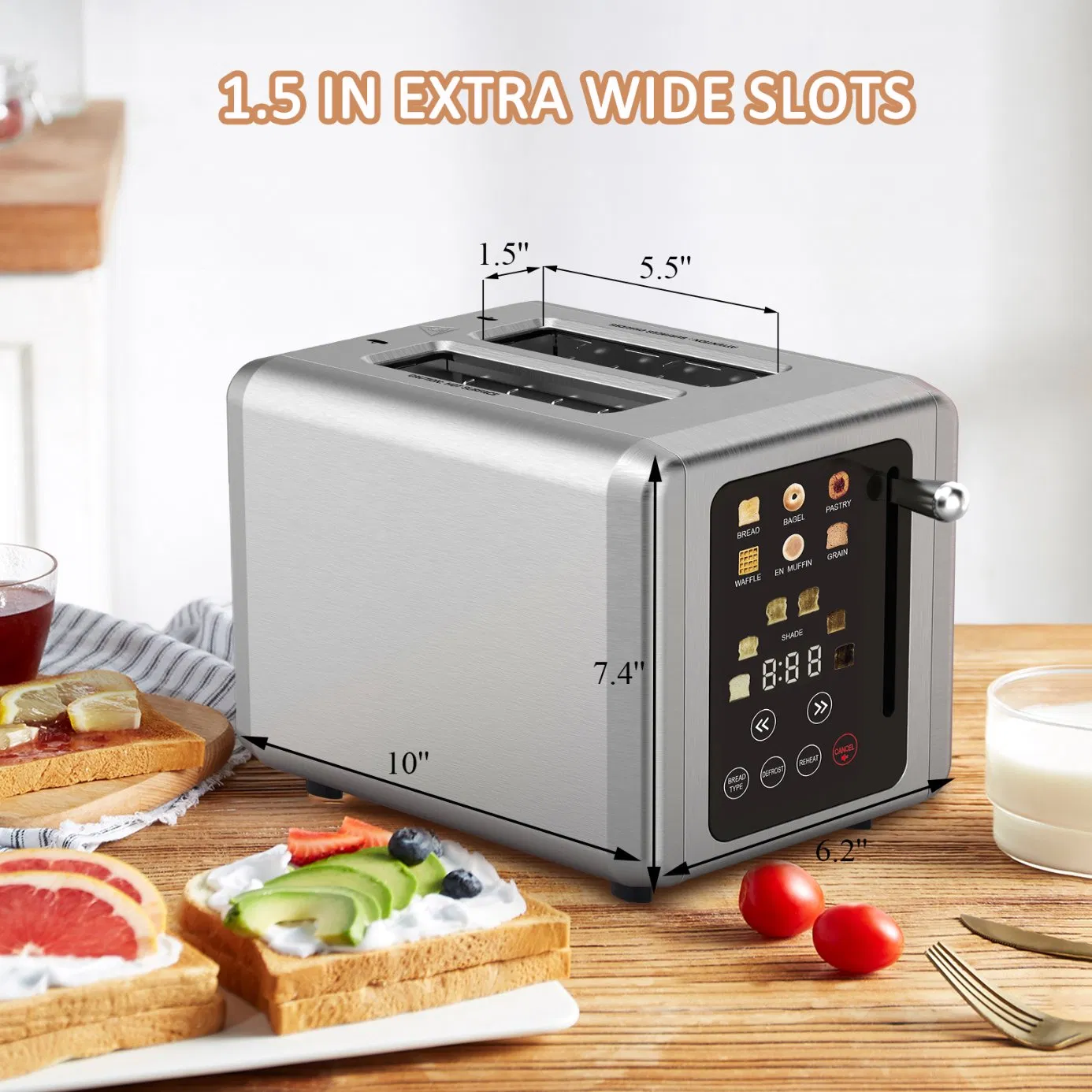Durable 2-Slice Pop-up Toaster for Commercial Use, Digital Toaster Machine
