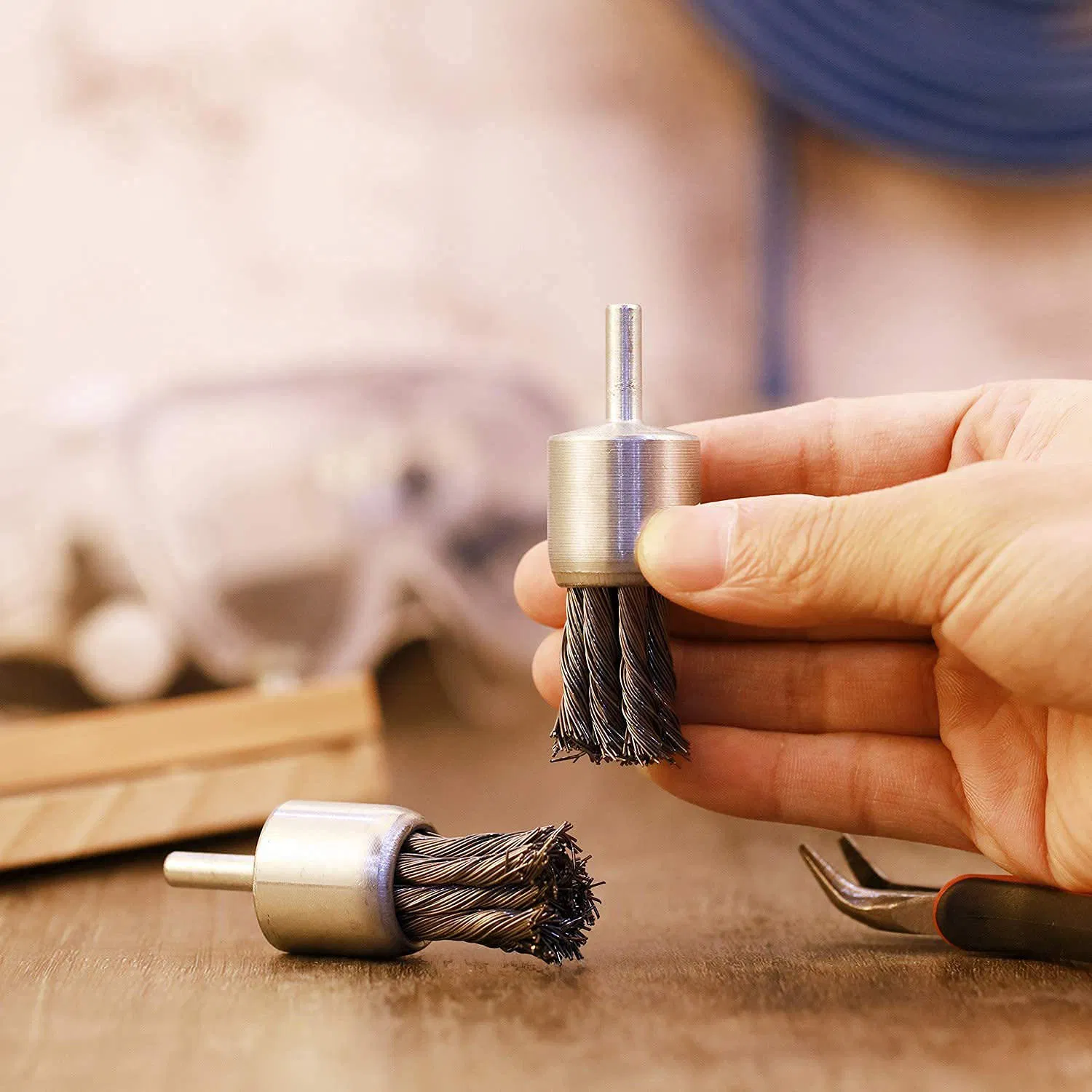 Wire Wheels Brush for Drill 1 Inch Knotted and Plated Crimped Drill Wire Brush