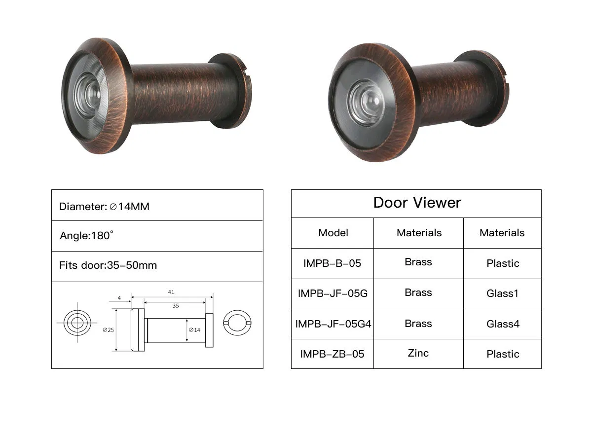 Custom Home Security 14mm Peephole 200 Degree Wide Angle Door Viewer