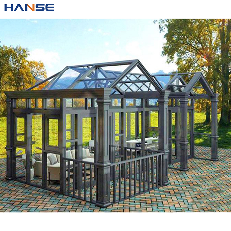 Freestanding Insulated Waterproof Tempered Glass House Aluminum Gable Sunroom for Veranda Backyard