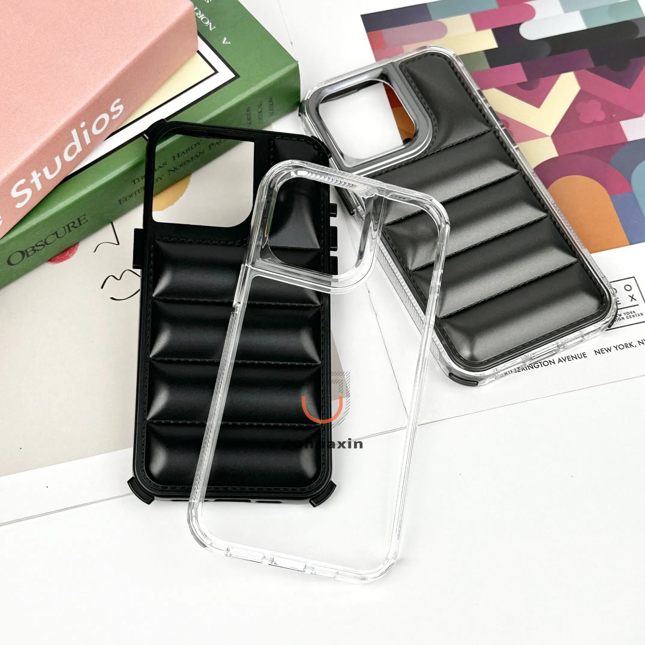 Mobile-Phone-Accessories Transparent Frame TPU Waterproof Protect Cover Fashion Down Jacket Mobile Phone Case iPhone Case for iPhone 11 12 15