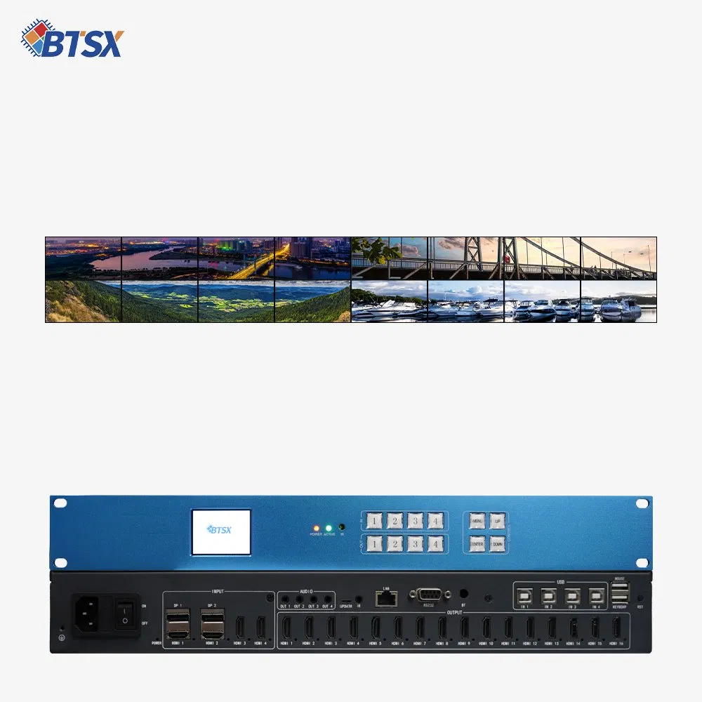 4K60 Video Processor – 4 Inputs, 16 Outputs for Multi-Screen Displayprofessional 4K Video Wall Processor – Seamless Switching & Splicing16-Chann