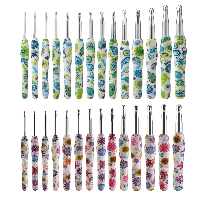 New Arrivals Printed Crochet Needles Knit Handle Crochet Hooks Knitting Set