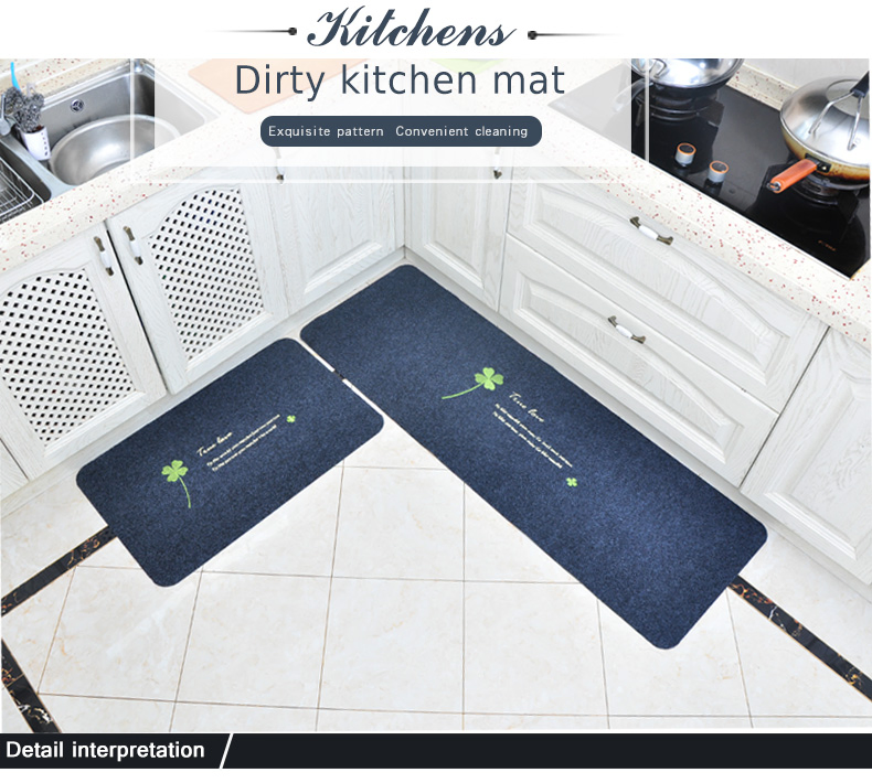 Anti-Skid Highly Absorbent Custom Embroidery Pattern Washable Kitchen Mat Rug Carpet