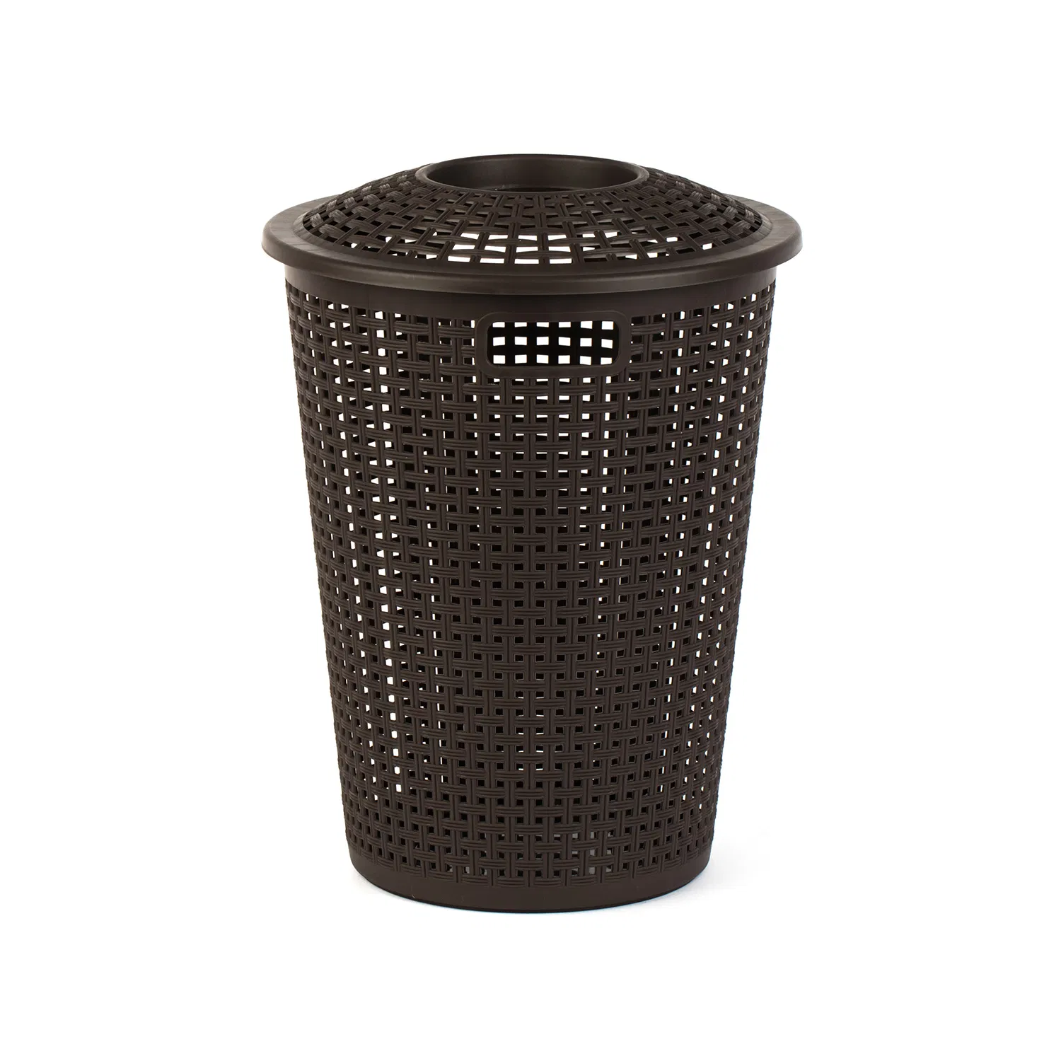 Plastic Laundry Hamper Knit Style Basket with Lid 55 Liter