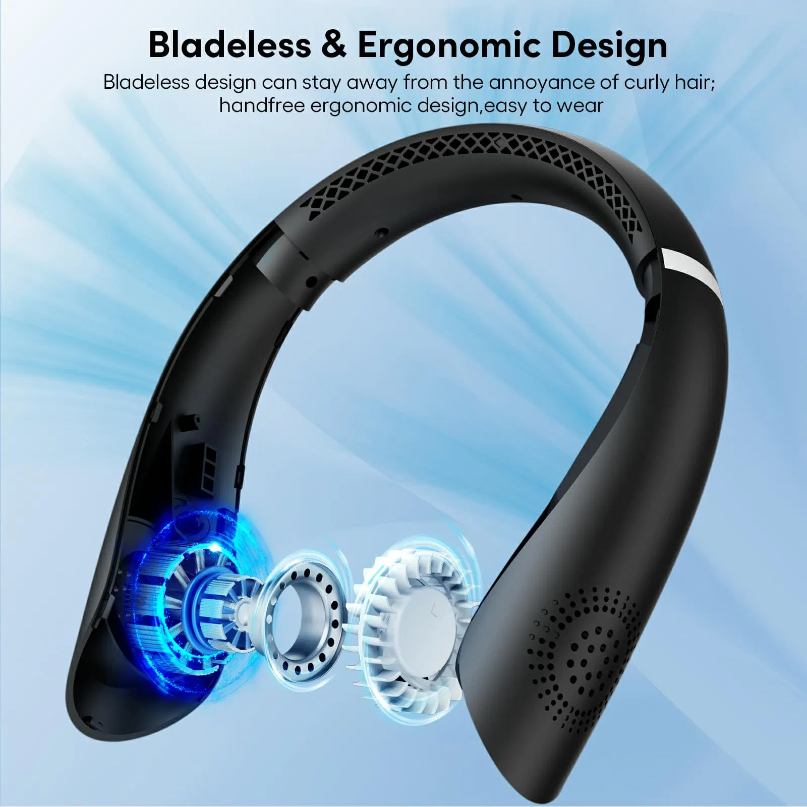 Портативный USB вентилятор для шеи с охлаждением