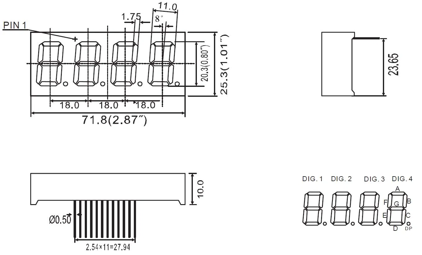 0.8 Inch 4 Digit 7 Segment LED Display with RoHS From Expert Manufacturer