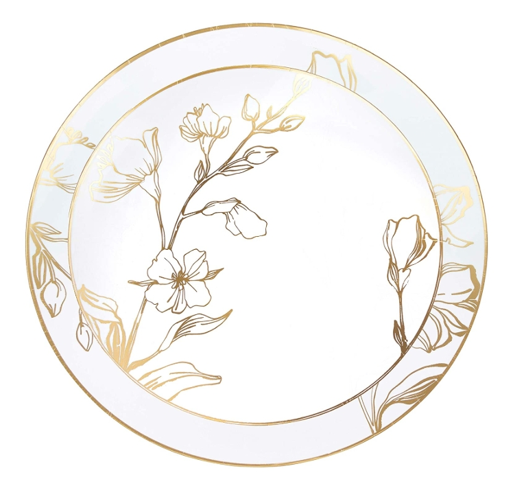 Wholesale Custom Party Picnic Plastic Round Plates Disposable Plate 30PCS 7.5'' and 10.25'' Inch Plates