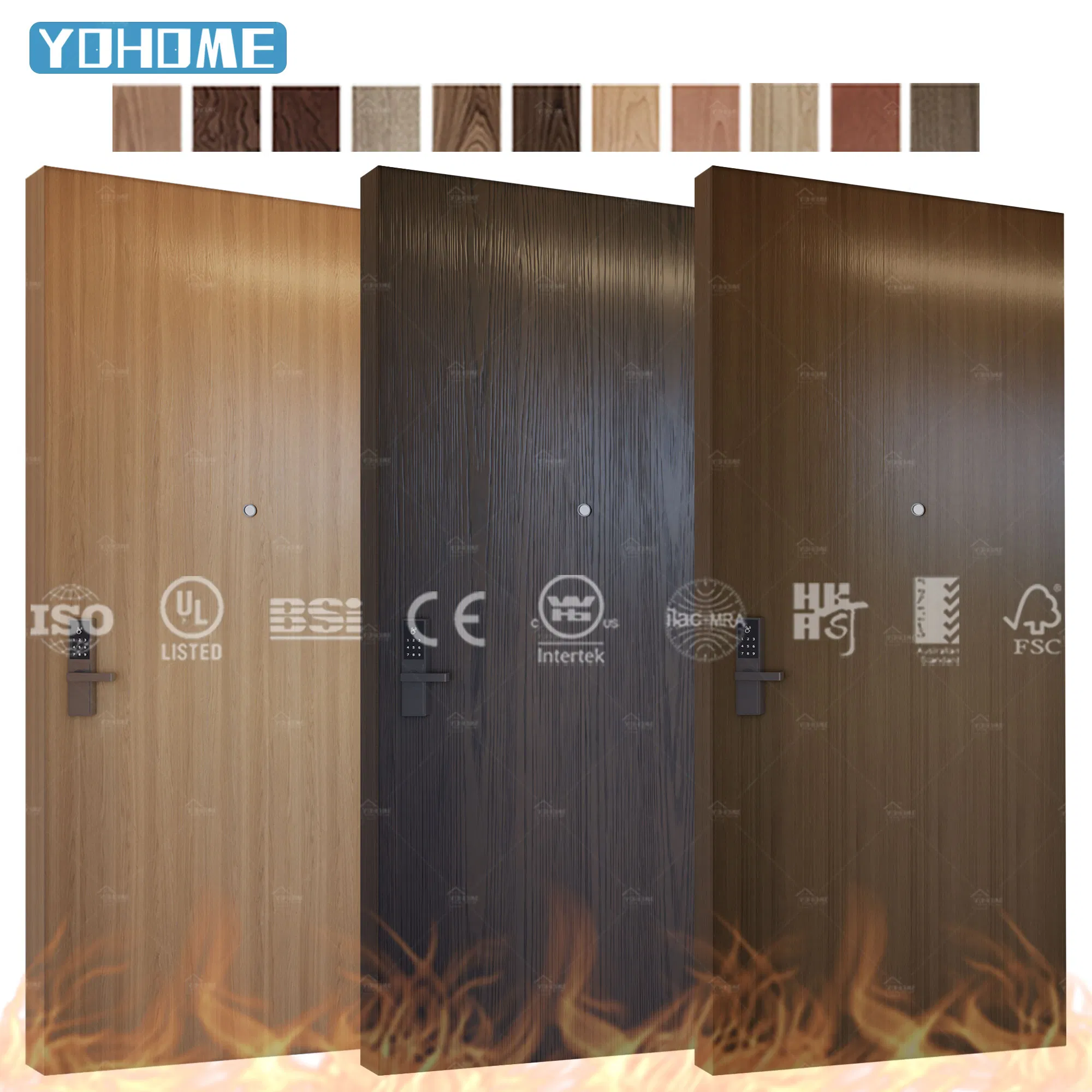 European Standard Bespoke Hotel Apartment Wood Fire Rated En BS CE Certified Internal Wooden Fire Door