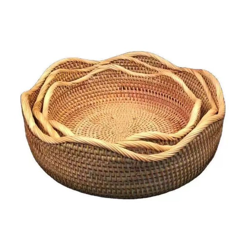 Hand Woven Circular Basket Storage for Storing Fruits and Snacks