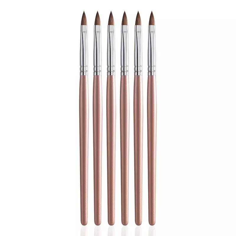 3D Gold Crimped Pure Kolinsky Acrylic Nail Brush