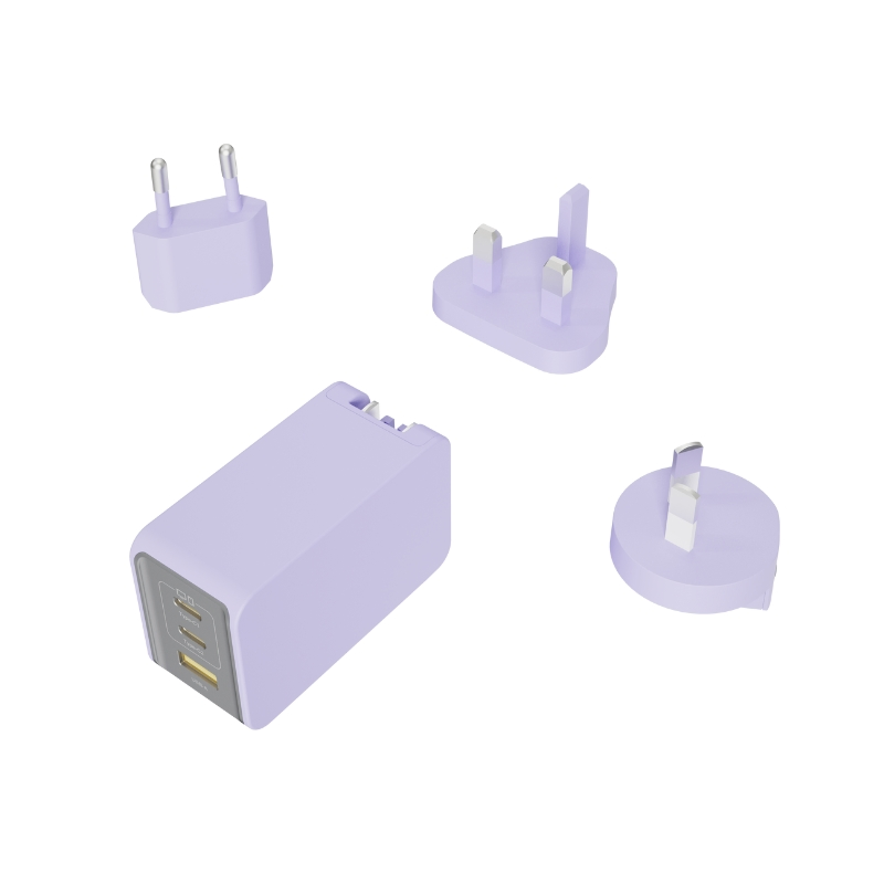 3 USB Multi-Ports 100W Charger with Interchangeable UK/EU/Au Plugs for Travel Fast Charging