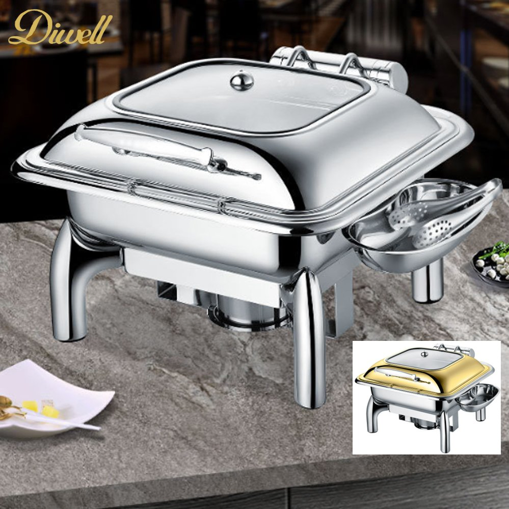Rectangular Catering Warmer Stainless Steel Hot Food Display Chafing Dish