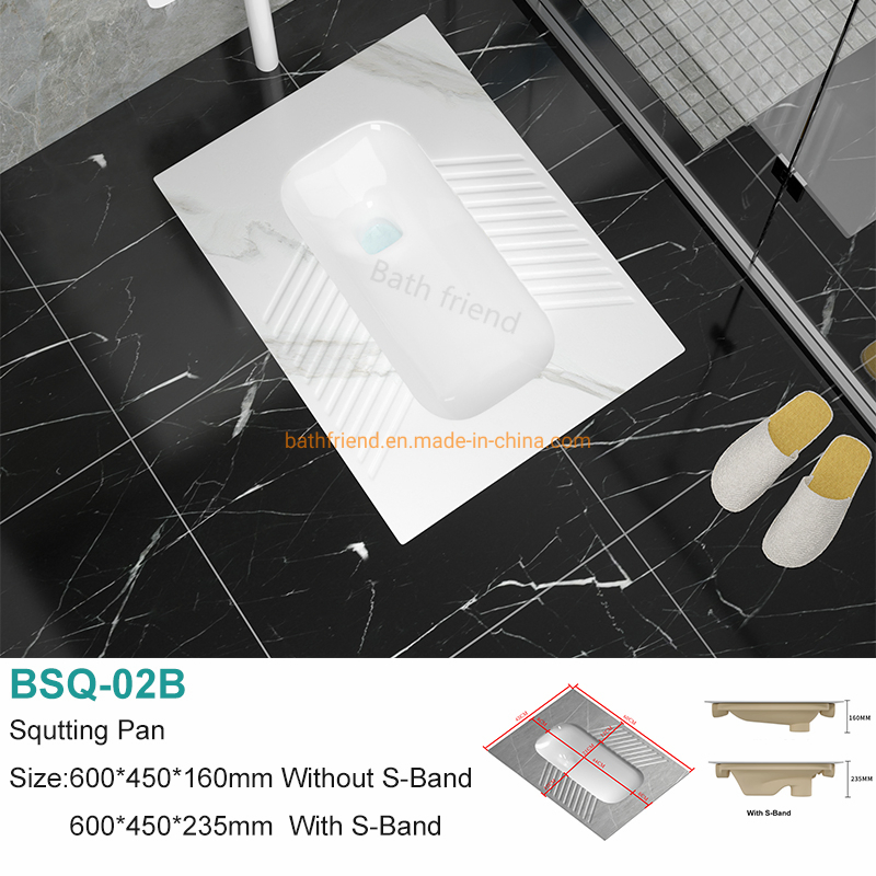Bathroom Random Pattern Wc Rock Slab Squatting Pan Toilet with S-Band Squat Pan