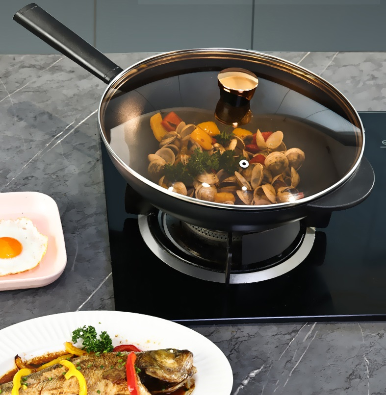 Induction Cookware Aluminium Saute Pan with Lid 34cm Pancake Pan