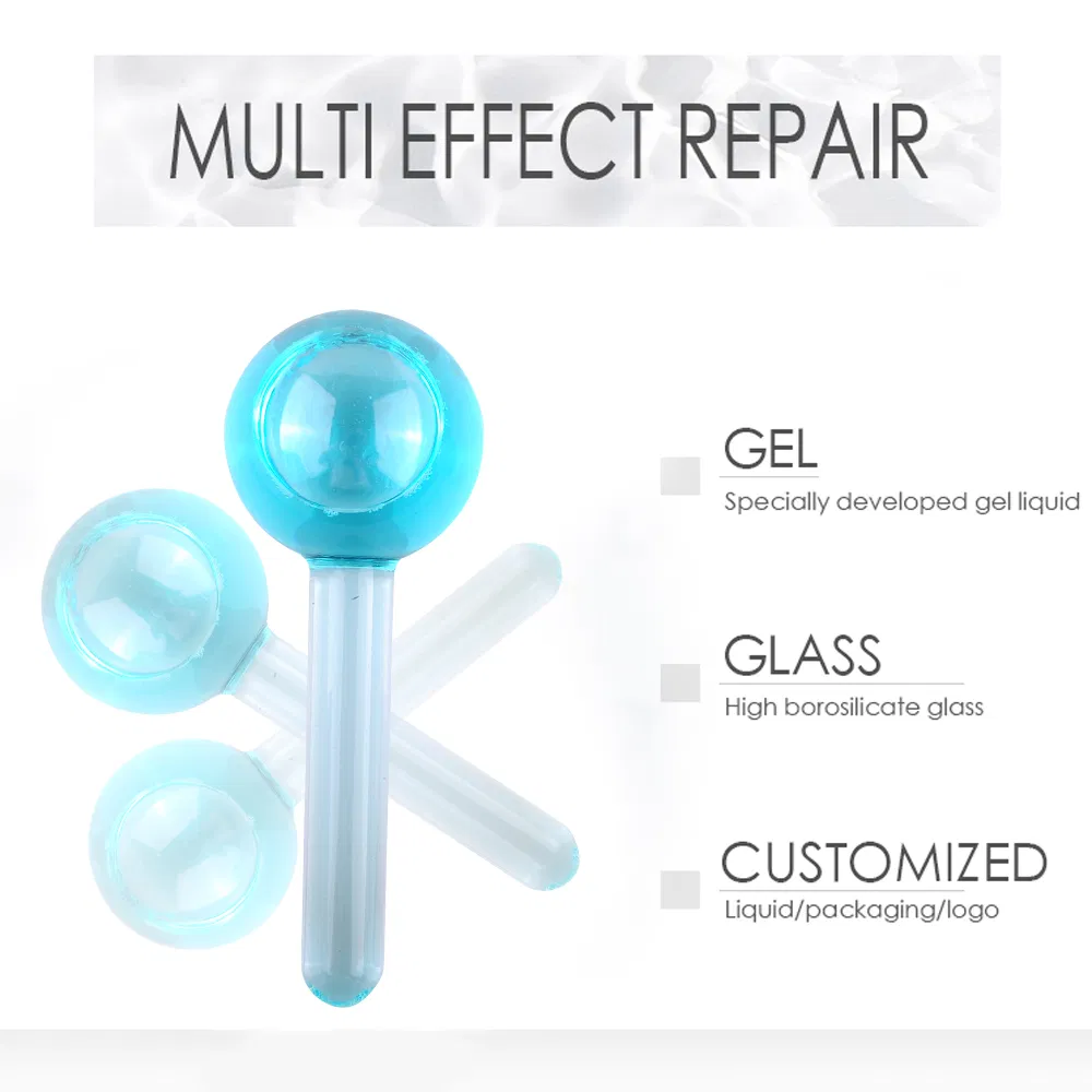 Blue Cooling Massager Gold Facial Cryo Ice Globes