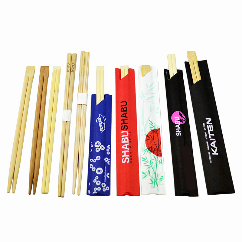 Natural Bamboo Disposable Round Chopsticks with Paper Package for Sale