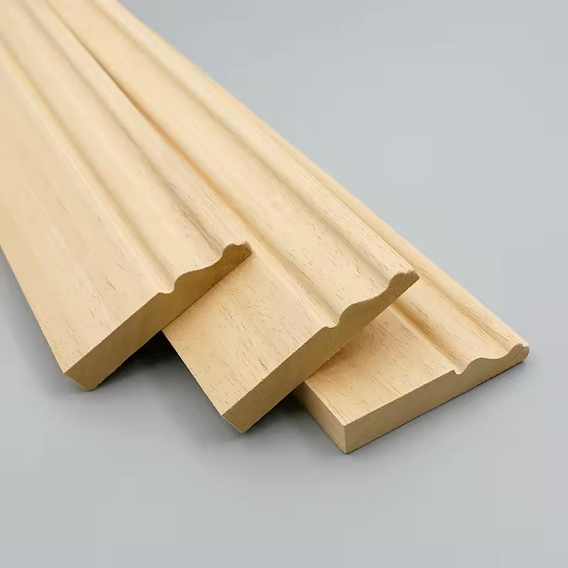 Modern Decorative White Primed Baseboard Skirting Pine Wood Corner Mouldings for Ceiling