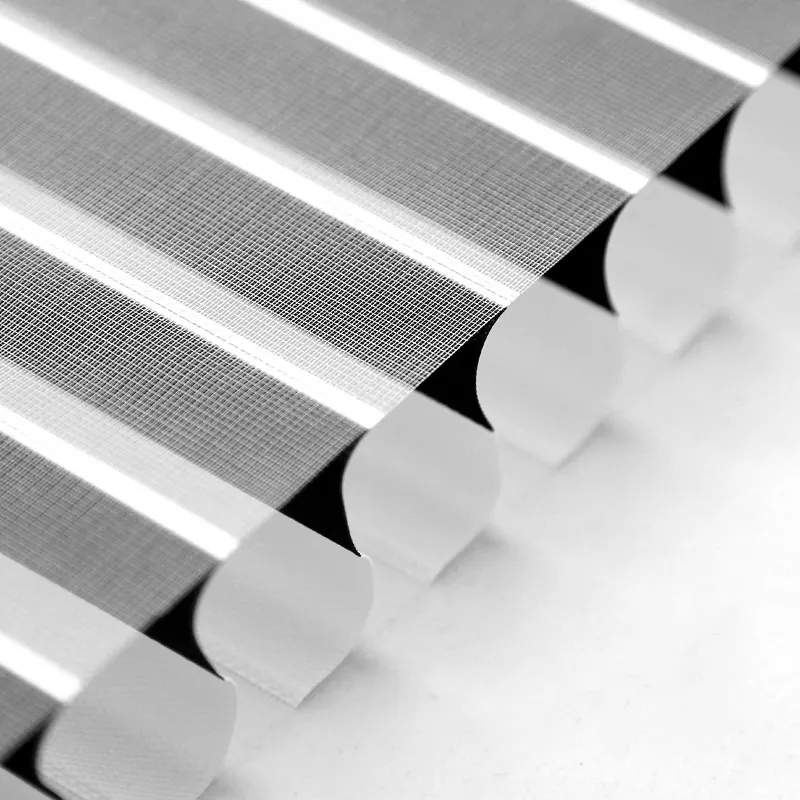 Custom Shangri-La Roller Shades with Stripes Pattern Room Triple Sheer