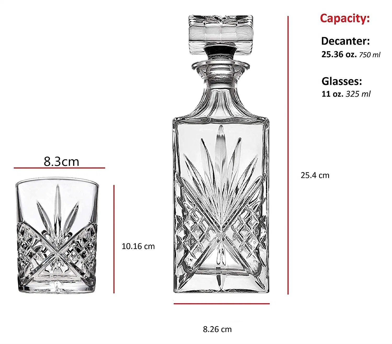 Amazon Top Seller Whiskey Decanter for Liquor Vodka Wine or Bourbon Irish Cut 750 Ml Wine Bottle Set