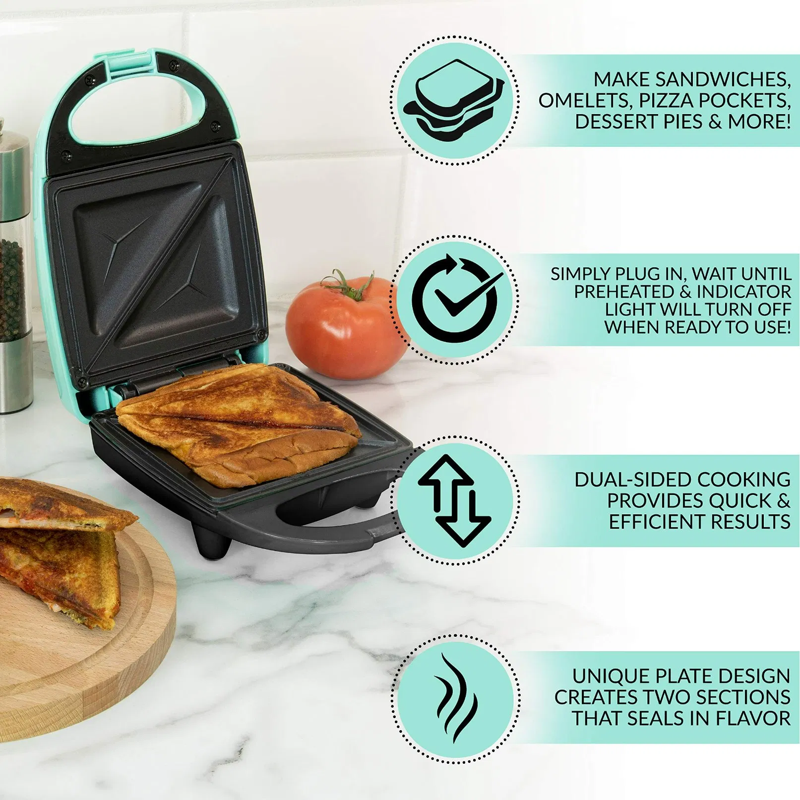 Hot Sale Pizza Pockets Nonstick Panini Press Mymini Personal Sandwich Maker