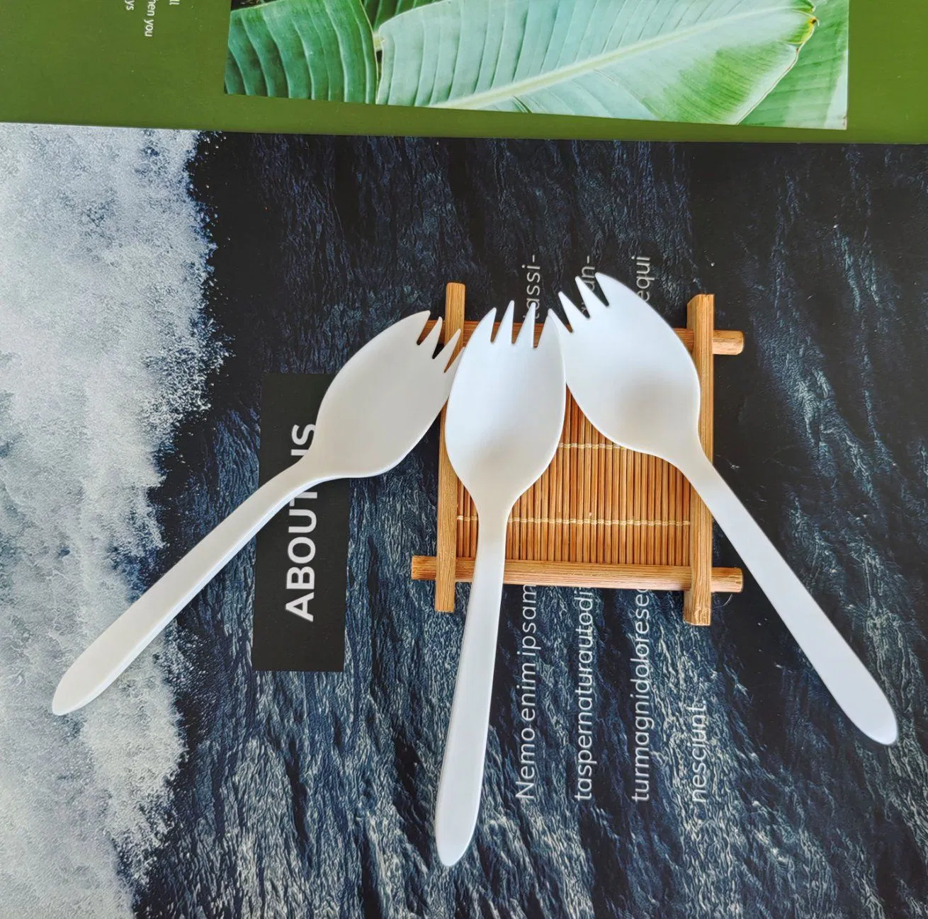 High Quality Biodegradable PLA Compostable Cutlery Set Disposable Fast Food Spork Spoon Fork